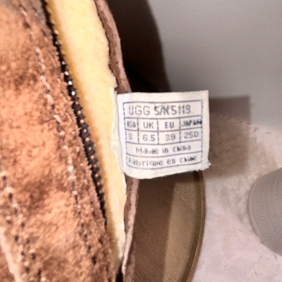 UGG Knightsbridge Brown Suede Shearling Women Size 8 Tall Back Zip Boots - Picture 10 of 15